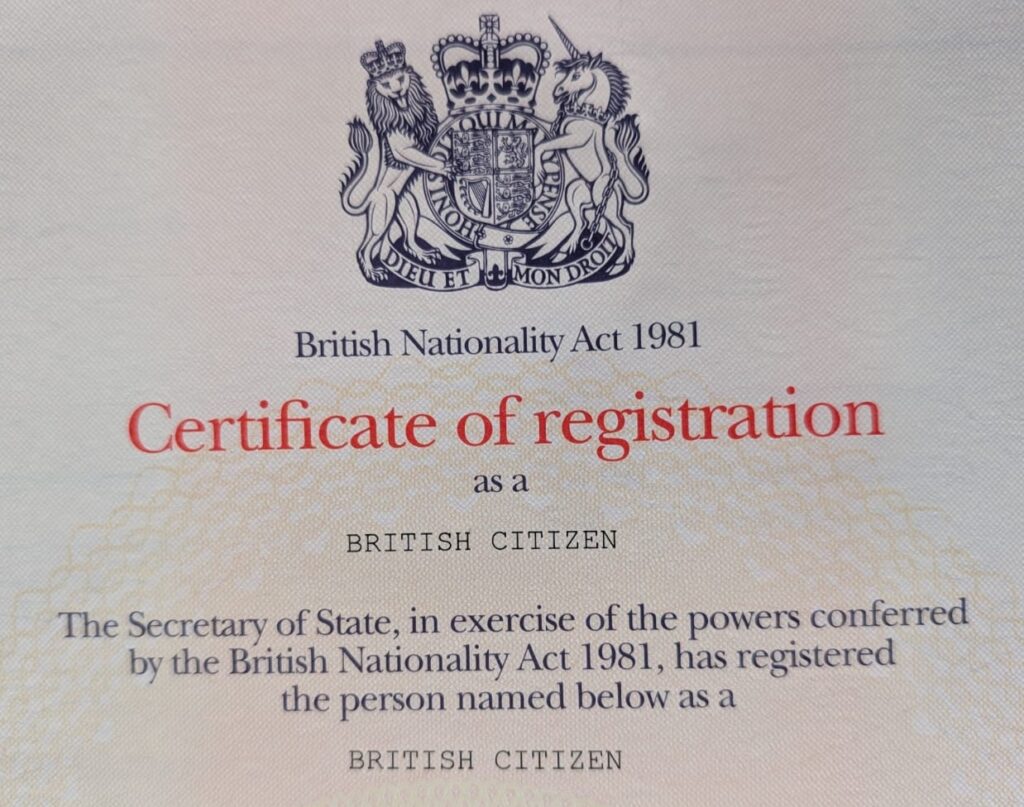 Photo du certificat